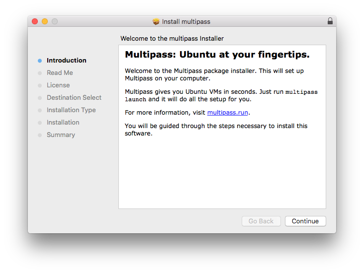 install multipass run on macos x